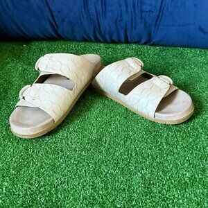 Blowfish Malibu Cardinal Women's Double Buckle Sandals Rose Gold Blush Croc 7.5